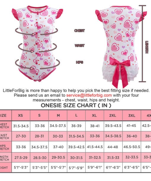 Princess Hearts Front Snap Onesie Bodysuit - LittleForBig Cute & Sexy ...