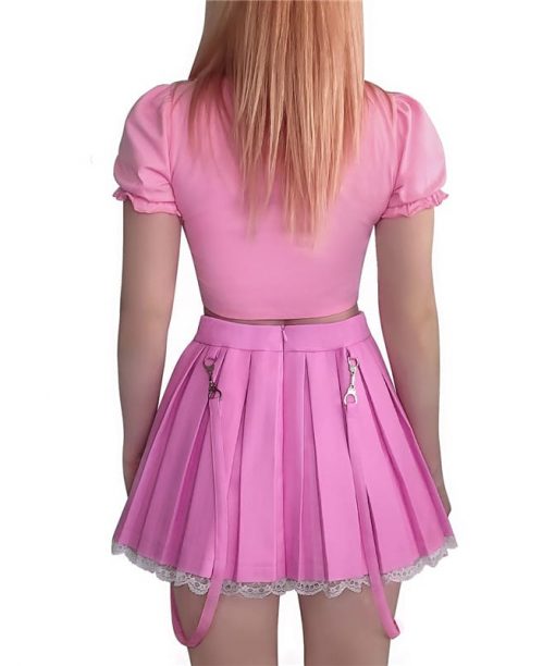 Troublemaker Pleated Faux Leather Skirt-Pink - LittleForBig Cute & Sexy ...