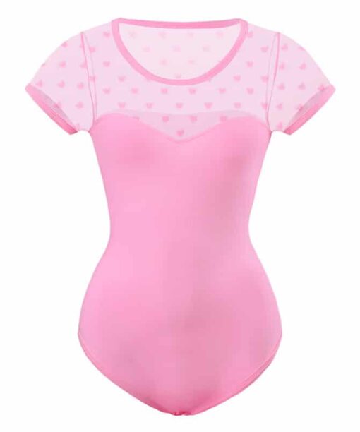 Candy Hearts mesh bodycon bodysuit Onesie Pink - LittleForBig Cute ...